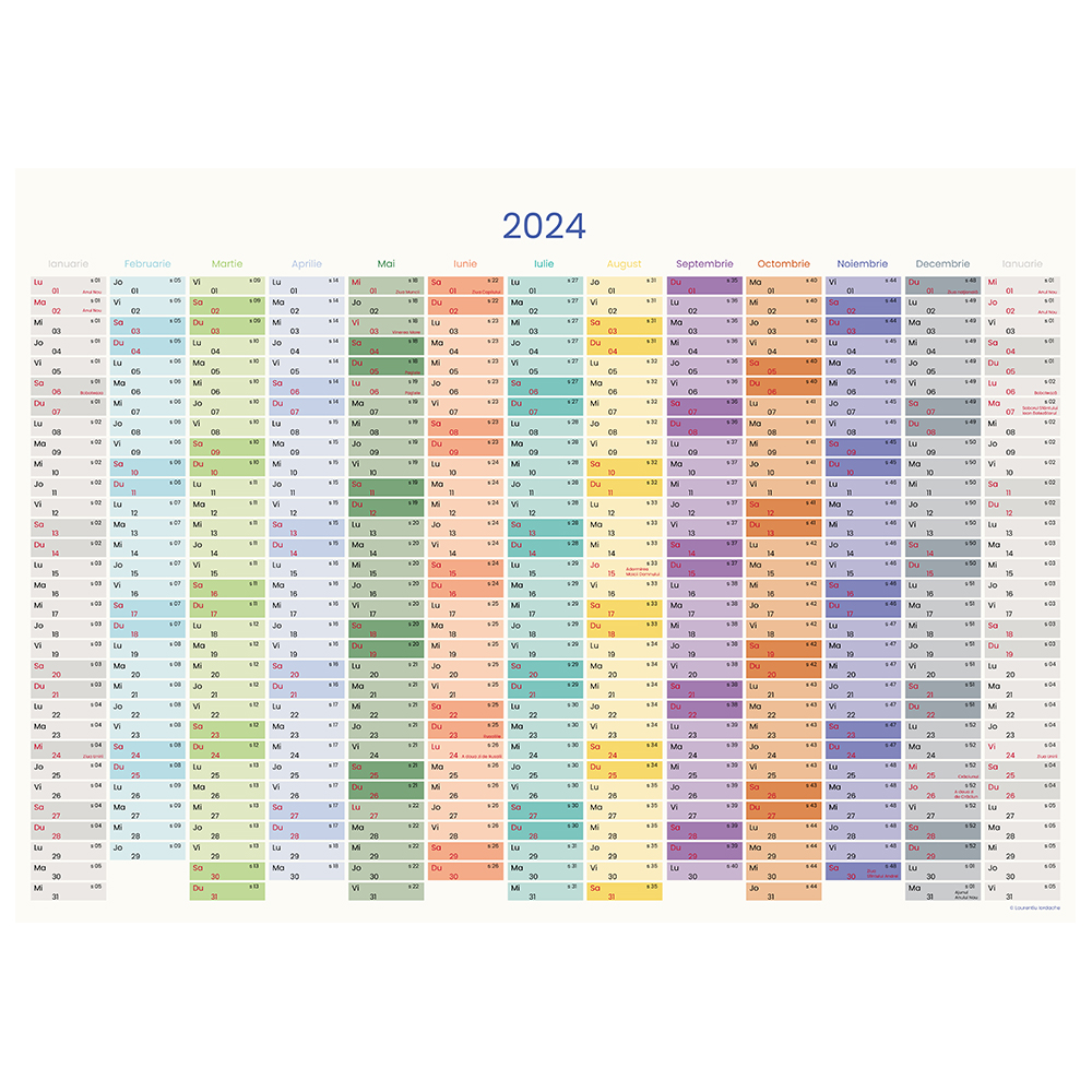 Calendar Planner Anual A2 13 luni 2024, colorful Nais